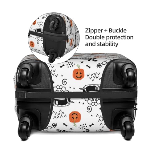 Halloween Dachshund For Travel Luggage Cover Suitcase Protector Fits 18-32 Inch Travel Luggage Protector Elastic Luggage Anti-Scratch Suitcase Cover2