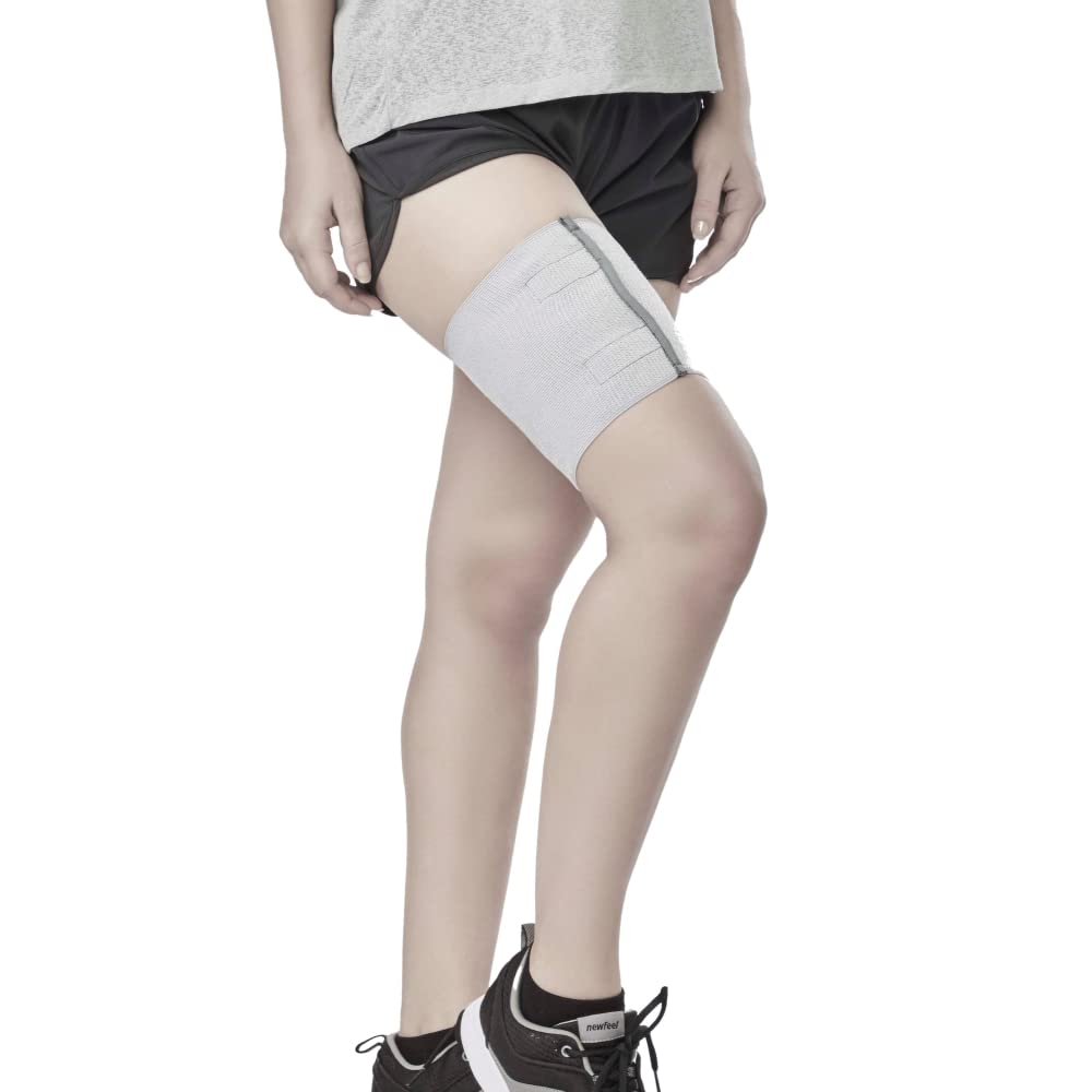 Vissco Loop Elastic Thigh Support for Thigh Injury, Compression To Relieve Pain, Improve Blood Circulation & Prevent Cramps - XXL (Grey)