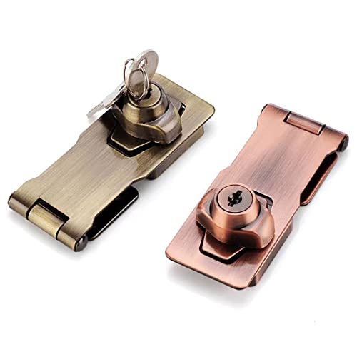Image of Keyed Hasp Locks Cabinet Locks With Keys And Screws Twists Knob Keyed Locking Hasp Padlock For Security Door Garage, 2.5inch Green Bronze