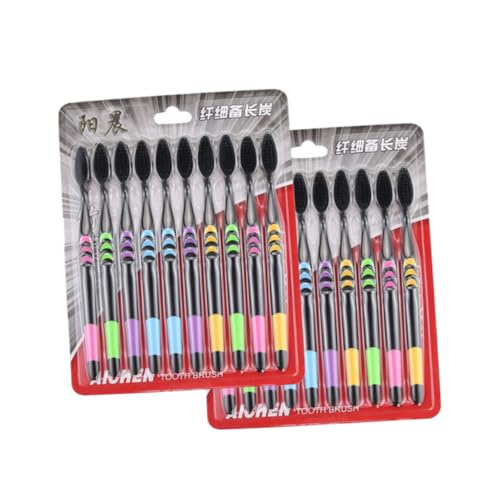 EXAOMBLE 10stücke Kohlezahnbürste Aus Holz Zahnbürsten Mit Bambuskohle Umweltfreundliche Zahnpflegebürste Mit Rutschfestem Griff Zahnbürsten Für Effektive Plaqueentfernung Und Gesundes Zahn – Bild 8