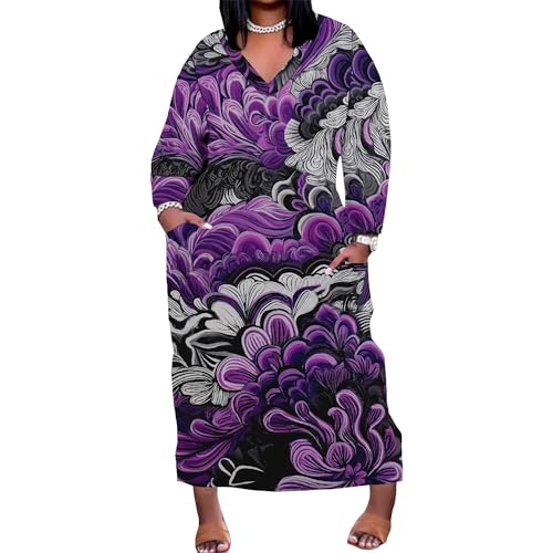 Image of Womens African Dresses Sexy Casual T-Shirt Dresses Long Sleeve Oversized Baggy Summer Sundress