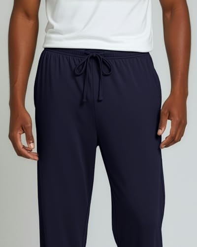 Image of Real Essentials 3 Pack: Men's Pajama Pants Soft PJ Lounge Bottoms Loungewear Pijamas Elastic Waist Pockets (Big and Tall)
