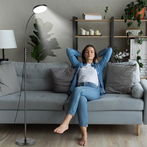 Light Therapy Lamp 11000 Lux, 3 in 1 UV-Free LED Sunlight Lamp with 9 Brightness Levels & 7 Color Temperatures, Height Adjustable Floor Light, Full Spectrum Happy Therapy lamp for Home Office Bedroom