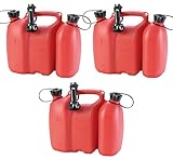 ► Made in Germany ! 3er Set: 3x Doppelkanister PROFI rot 3,0 + 1,5 Liter UN inkl. Ausgiesser je Kombikanister Made in Germany !