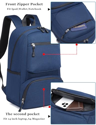 Lightweight Water Resistant Backpack for College Travel Work for Men Women Daypack (Blue)3