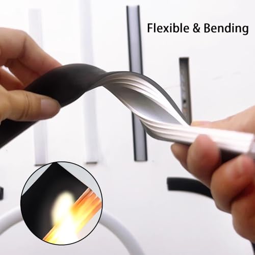 Image of 16.4FT Recessed Flexible LED Diffuser Channel, Silicone Black Bendable LED Diffuser Strip Light Tube Cover for Background Decoration, Wall, Cabinet and Indoor Outdoor Lighting (20 x 10mm)