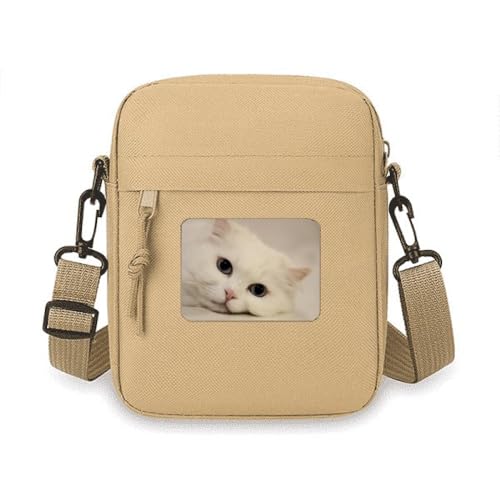 Sac à bandoulière chat blanc pour téléphone portable et cartes