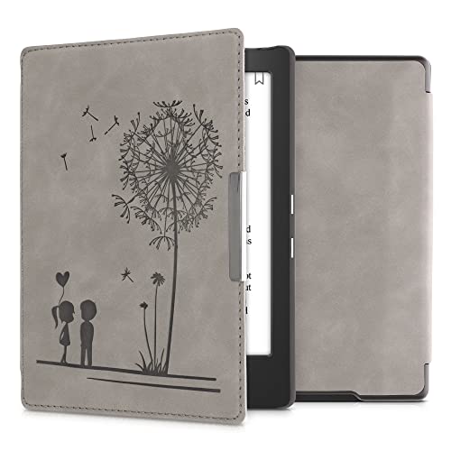 kwmobile Carcasa Compatible con Kobo Aura H2O Edition 1 Funda - Funda con Tapa magnética de Cuero sintético - Gris