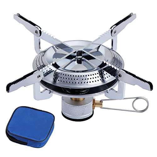 eROOSY Brûleur à gaz pliable pour camping, Réchaud à gaz portable de camping, Réchaud Randonnée Brûleur Camping pour Randonnée Camping Escalade Pêche Picnique BBQ Cover