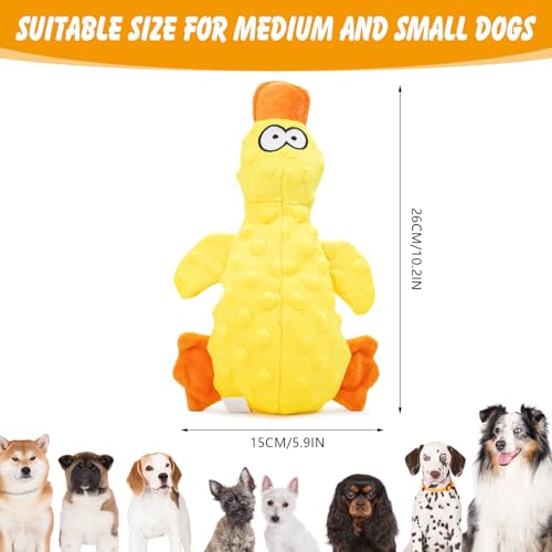 RAYITO Duck Dog Toys, Yellow Squeaky Dogs Toys Interactive Dogs Toy Durable Dog Chew Toys Dogs Soft Toy with Crinkle Paper for Small Medium Large Dogs Playing and Training - Image 3