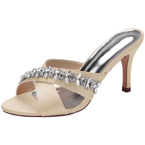 Sandales de fête de mariage en strass champagne pour briller toute la soirée