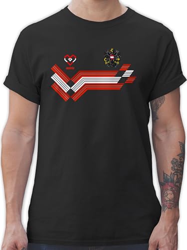 T-Shirt Herren - Fußball WM - Austria Fanartikel EM | Österreich Wappen - L - Schwarz - österreich Trikot Fussball Shirt männer Europameisterschaft 2024 Tshirt leiberl fussballtrikot fu Ball