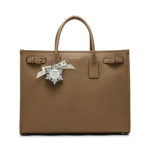 Image of Anne Klein Womens 3 Piece Work Tote Gift Set, Truffle