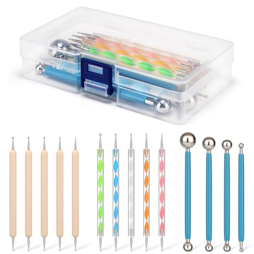 Amrules 14Pcs Double-Ended Stainless Steel Dotting Tools with Multiple Size