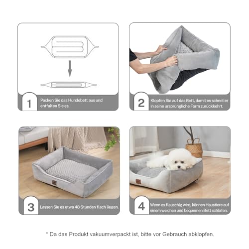 Snocyo Hundebett Kleine Hunde, Katzenbett Flauschig und Kuschelig, Waschbar und Super Weiches Hundesofa Hundekissen, Gepolstert Hundematte, Grau, 55×45×16cm