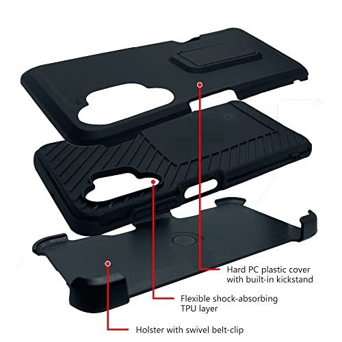 Gb Rugged Shockproof Hybrid Holster Case W/Card Slot, Kickstand, [Tempered Glass] Cover Compatible With Samsung Galaxy A32 5G - American Flag Skull #TOP1