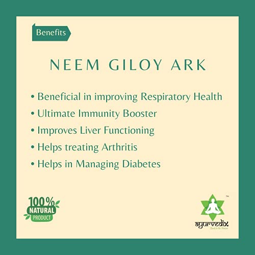 Image of Ayurvedix Neem Giloy Ark 200 ml | Neem & Giloy (Guduchi /Gulvel) Hydrosol | Supports Immunity, Respiratory & Daily Wellness | Herbal Detox & Antioxidant Support | Ayurvedic Liquid | FSSAI Certified
