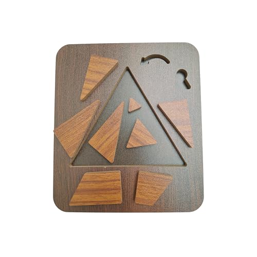 Image of Wooden Triangle Puzzle Board Game, Educational Brain Teaser for Kids and Adults