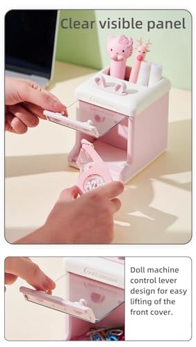 Image of Cosmetics Storage Box with Kawaii Stickers Makeup Organizer Bunny Pen Holder Cute Rabbit Ears Aesthetic Pencil Case (Blue+Random Pattern Stickers+4 Pieces of 3D Stickers)