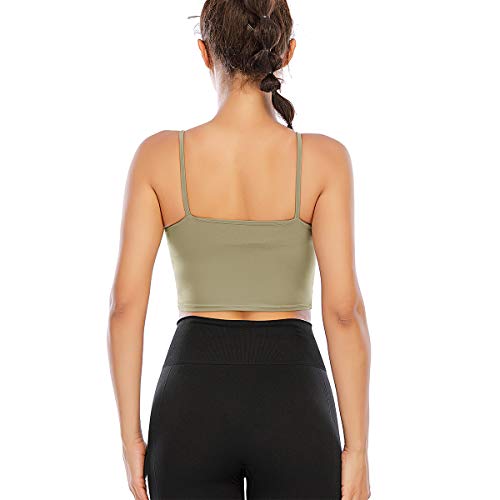 Yasco Sutiã esportivo Longline Yoga Top Crop Top com sutiã embutido para treino Top acolchoado com s