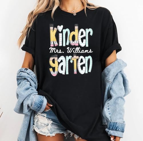 Personalized Kindergarten Teacher Shirt, Custom Pullover Gift for Educators, Back to School4