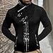 Leif Nelon LN5165 Men's Cardigan with Stud Details and Zip Front