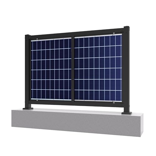Solarzaun rostfreier Stahl Schwarz Horizontal mit Standfuß für Modul 1722 (für 1 Modul)