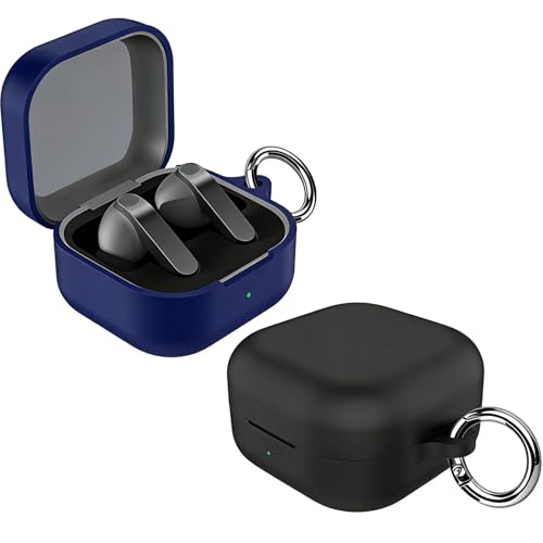 easyBee�P�[�X Samsung Galaxy Buds 4 / Galaxy Buds 4 Pro�w�b�h�t�H���[�d�J�o�[ �L�[�`�F�[��2�t�� �\�t�g���L�b�h�V���R�� �����^�ϏՌ��ی�L�b�g - �u���b�N�ƃu���[