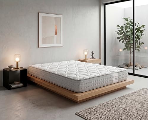Koen Home Colchón de muelles ensacados 105x200 cm Mattina - Altura +/- 20 cm - Firmeza Media/Alta - Tecnología híbrida con Espuma viscoelástica de Alta Densidad - Cara Invierno/Verano