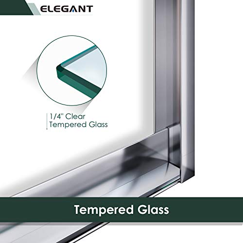 ELEGANT 58.5-60 in. W x 57 3/8 in. H Bypass Sliding Bathtub Glass Doors, Semi-Frameless Shower Door with 1/4 in. Clear Tempered Glass, Chrome Finish