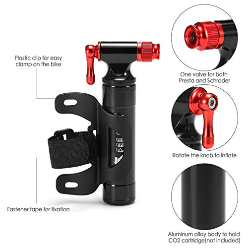 Insuflador de bicicleta, Romacci Insuflador manual de bicicleta para ciclismo CO2 Insuflador de pneu