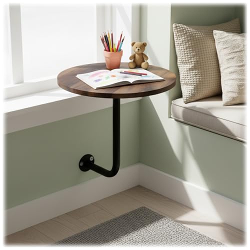 Table de bistrot murale compacte en métal noir pour petit espace et boissons
