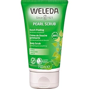 WELEDA Bio Pearl Scrub douchepeeling berk – zachte natuurlijke cosmetica douchegel lichaam peeling voor merkbaar zijdezacht gladde huid en een sterkere doorbloeding (1 x 150 ml)