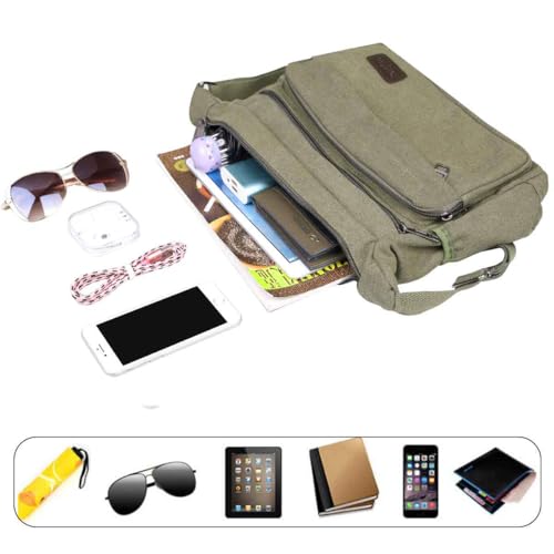 JAKAGO Umhängetasche Herren, Multi-Tasche Schultertaschen,Arbeitstaschen Herren & Damen,für Outdoor,Reisen,Arbeiten,täglicher Gebrauch (Grün)