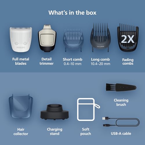 Image of Norelco Philips Beard Trimmer 5000 Series, Men's Face Trimmer, 100% Waterproof BeardSense Tech, Precision Trimmer with Fading Combs, Self-Sharpening Blades, Hair Collector & Charging Stand, BT5785 /40