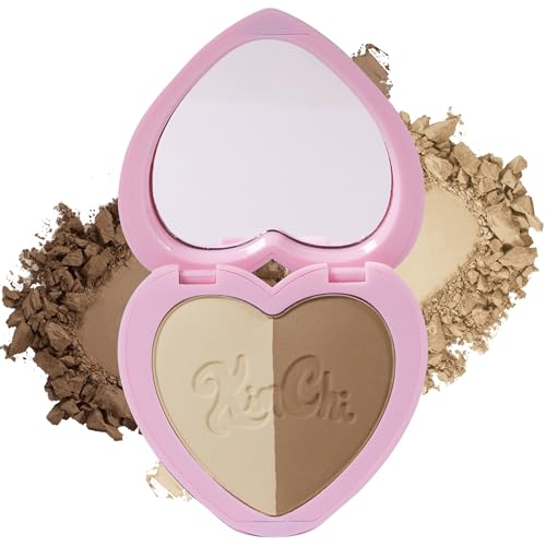 Image of KimChiChic Beauty Thailor Contour Duo, 2-in-1 Sculpting Makeup Palette, Blendable Matte Contour Powder, Heart-Shaped Compact with Mirror, Cruelty-Free, Mocha, 0.28 oz