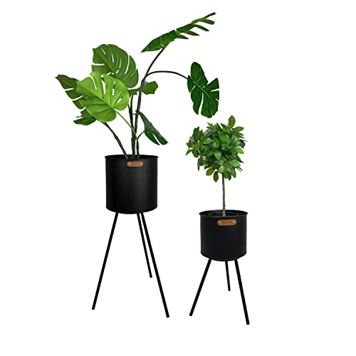 Multistore 2002 2er Blumentopf-Set im Industrial-Look mit Gestell, schwarz...