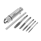 DOITOOL Verstellbarer T griff Gewindeschneider Ratschen schraubenschlüssel aus Hochwertigem Stahl mit Robustem Vierkantspannbacken Geeignet für Metall Aluminiumverarbeitung