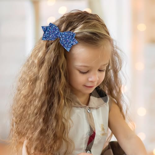 Pinzas para cabello de glitter azul 4 pulgadas 2 piezas miniatura 3