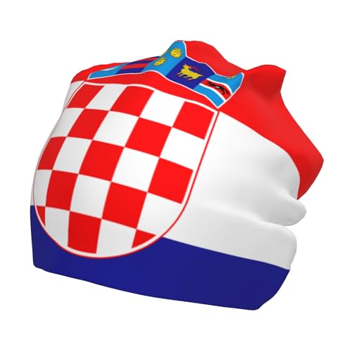 Croatian Flag Children Hip Hop Knitted Hat Kids Elastic Leisure Knit Cap Warm Sleep Beanies Black