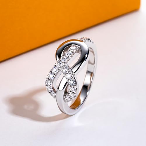 Moissanite Engagement Statement Rings D Color VVS1 Clarity 925 Sterling Silver Double Infinity Love Knot Moissanite Wedding Promise Intertwined Ring for Women with Certificate4