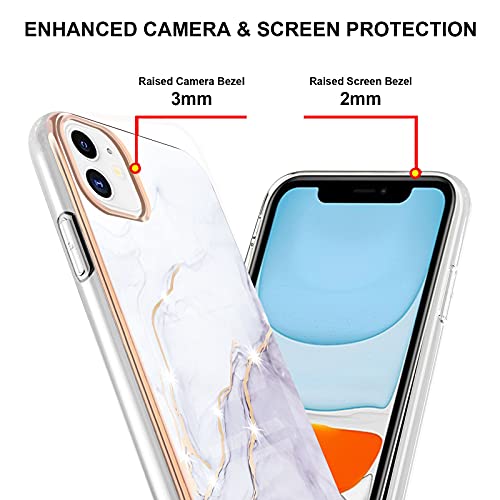 IMIRST Basic Case Compatiable with iPhone 11 IMD Soft TPU Silicone Bumper Matte Marble Scratch-Resistant Slim Protective Phone Case Back Cover for Apple iPhone 11,YBI White - Image 4