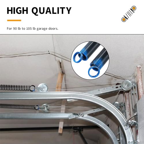 OZHOMY Pair of Heavy Duty 90 lbs Garage Door Extension Springs with Safety Cables, Electrophoresis Black Coated, 25” Long, Double Loop Ends, for 7ft High Garage Doors (16,000 Cycles) by OZHOMY - Image 6