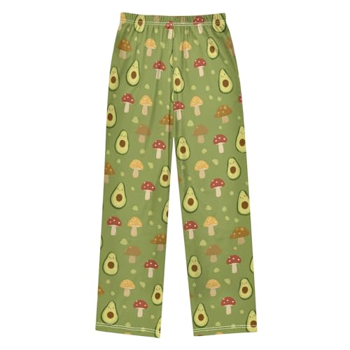 Pajama Pants Lounge Sleep PJ Bottoms Sleepwear Elastic Waist Drawstring S Avocado Mushrooms Green2