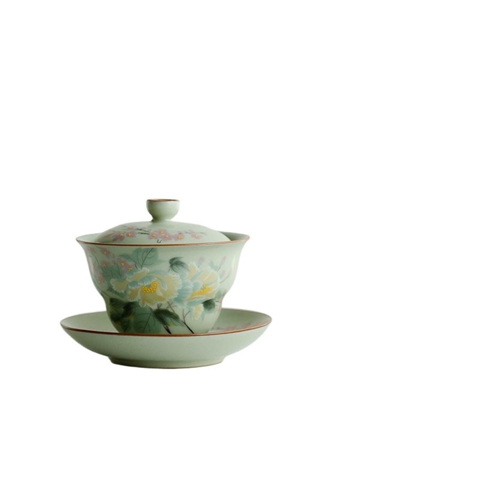 135 ml żółty piec ru Gaiwan starożytna tykwa sancai pokrywa miska herbata Tureen chińska herbata warzenie porcelany miska herbata