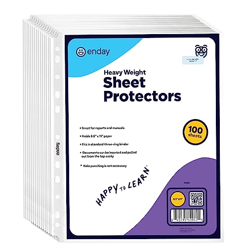 Pochettes plastiques effaçables à sec Enday pour classeur 3 anneaux transparentes