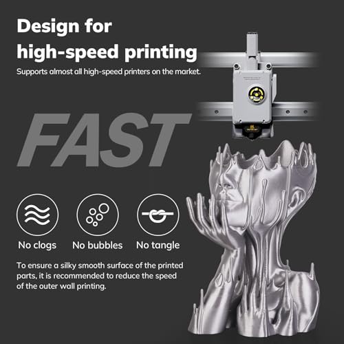 Image of AMOLEN Silver Silk PLA Filament Shiny 3D Printer Filament 1.75mm + /- 0.02mm for 3D Printing 1kg(2.2lbs) /Spool Compatible with Most FDM Printer