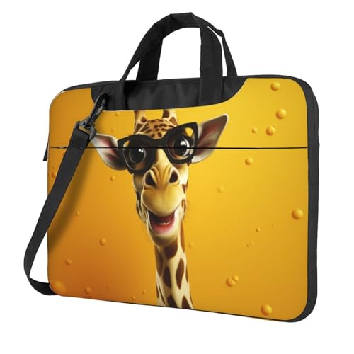 Sac de transport pour ordinateur portable avec bandoulière motif girafe
