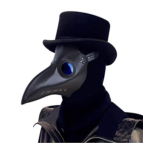 ThinkTop - Máscara para doctor de peste de nariz larga para pájaros, piel sintética, remache steampunk, disfraz de Halloween