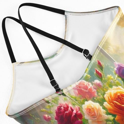 Roses Window Flowers Girls Swimsuit Bathing Suit One Piece Swimsuits Summer Beach Swimwear4